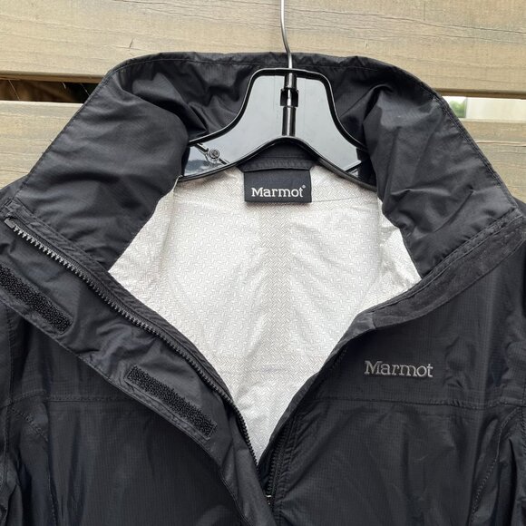Marmot Women's PreCip Eco Jacket Size S Black Waterproof Taped Seams Hood - Picture 4 of 12